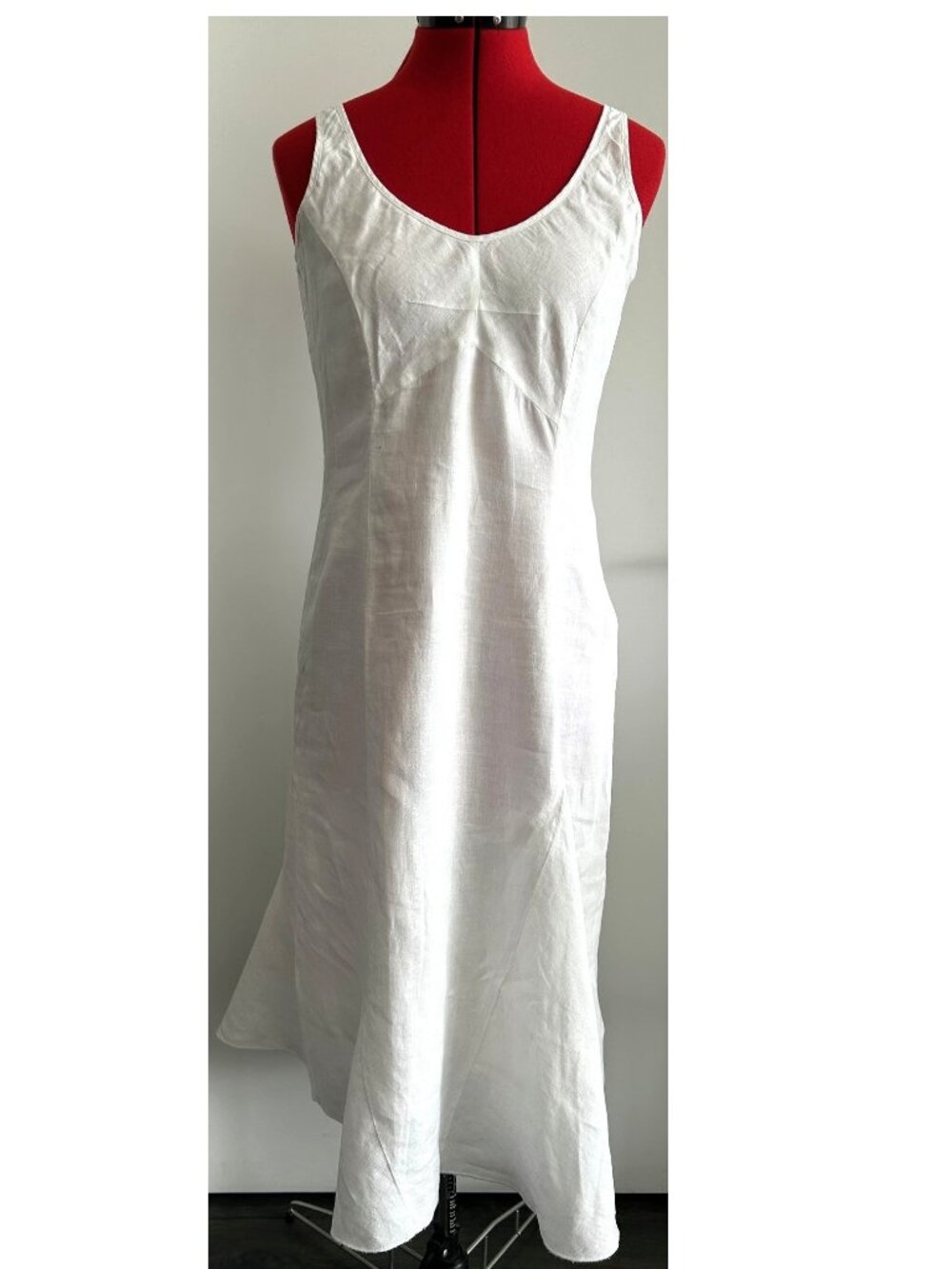 Tristan & Iseut White Linen Dress with Lining & Side Zipper Sz 6
